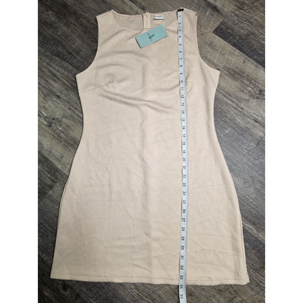 WIHOLL Womens Size L Large Cream Sleeveless Sheath Mini Dress Stretch NWT - Picture 5 of 10